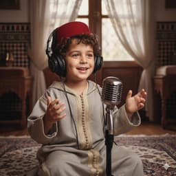 طفل مغربي وهو يغني أناشيد إسلامية 